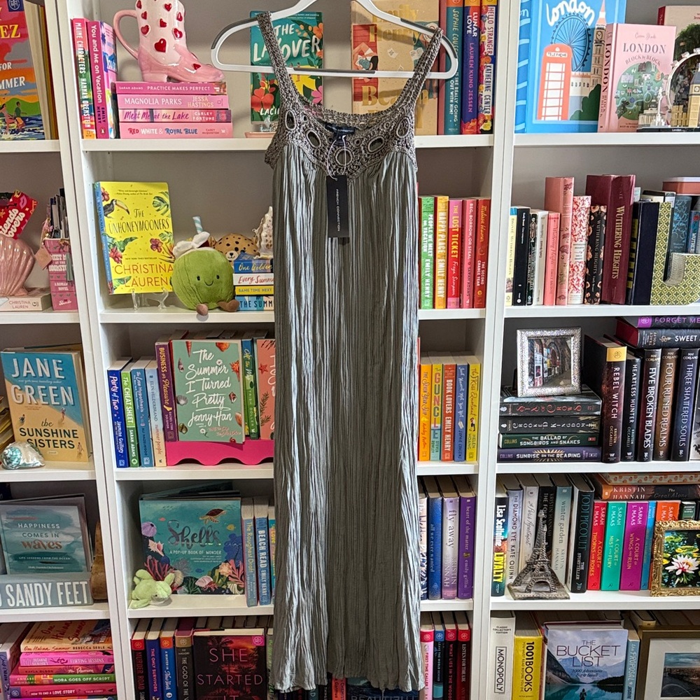 French Connection Olive Dress with Crochet Detail